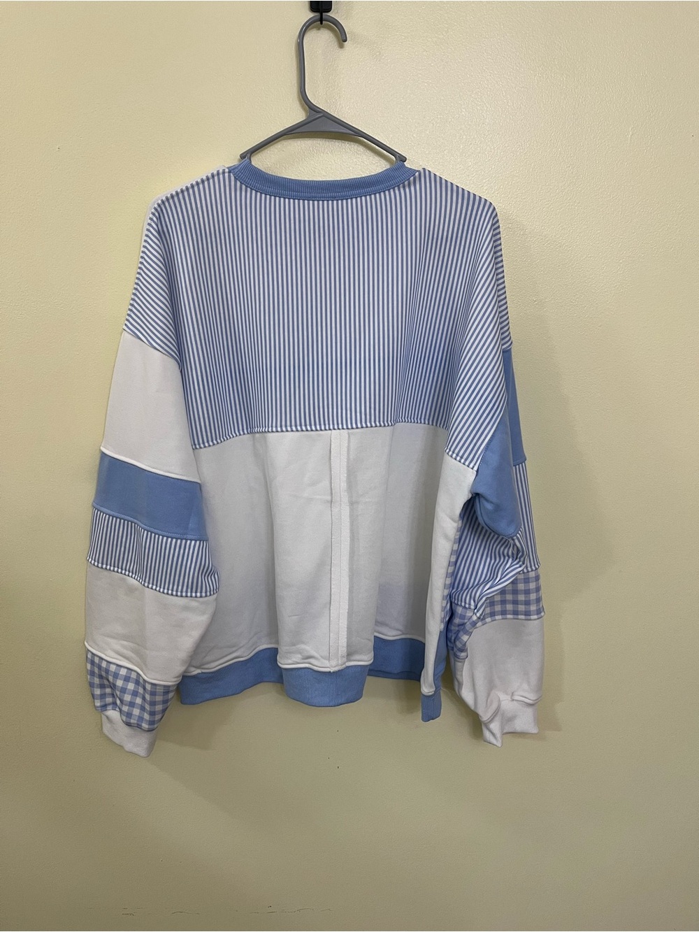 NEW Altar’d State AS Revival Blue and White Gingham Striped Pullover Size Medium - Picture 5 of 5
